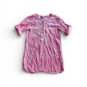 Lilly Pulitzer Pink and White embroidered collar girls shift dress Sz M